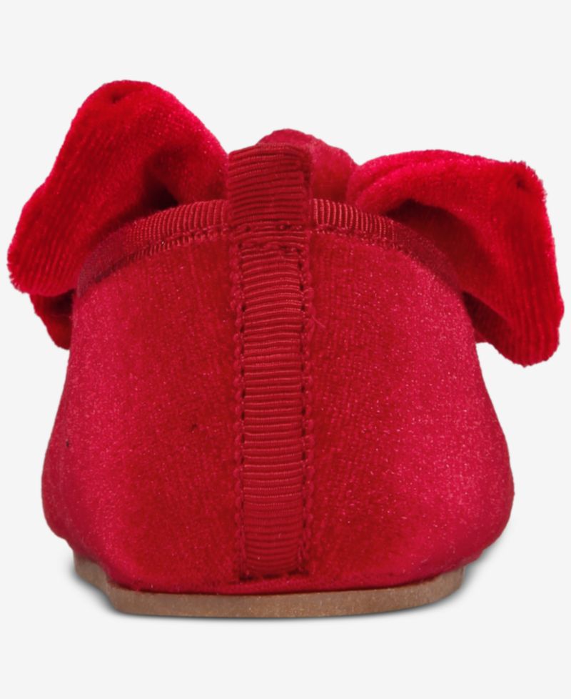 Baby Girls' Velvet Bow Hard-Sole Ballet Flats