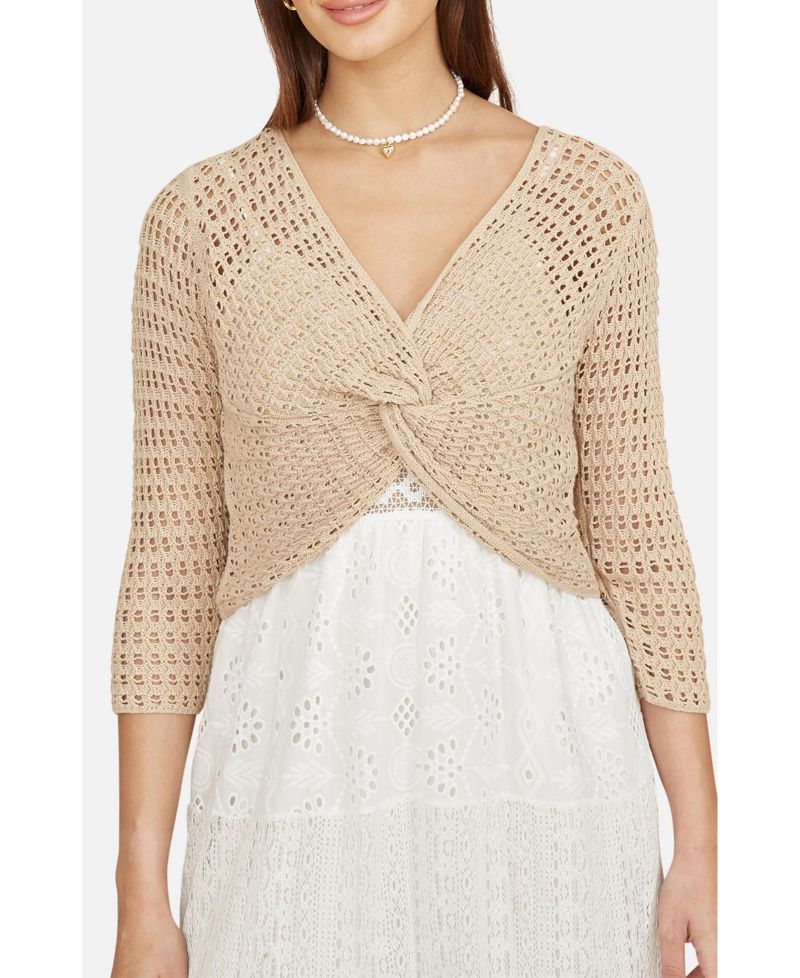 Women's Crochet Cotton Twisted Bolero Sweater