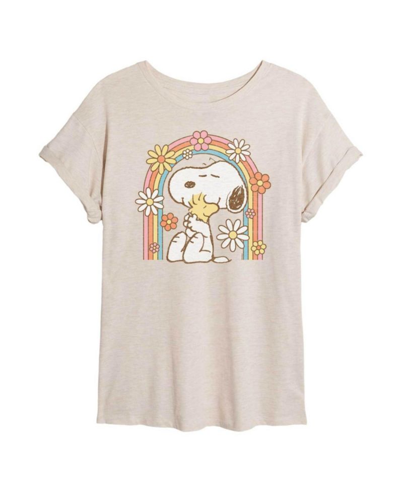 Trendy Juniors Peanuts Floral Graphic Oversized Tee