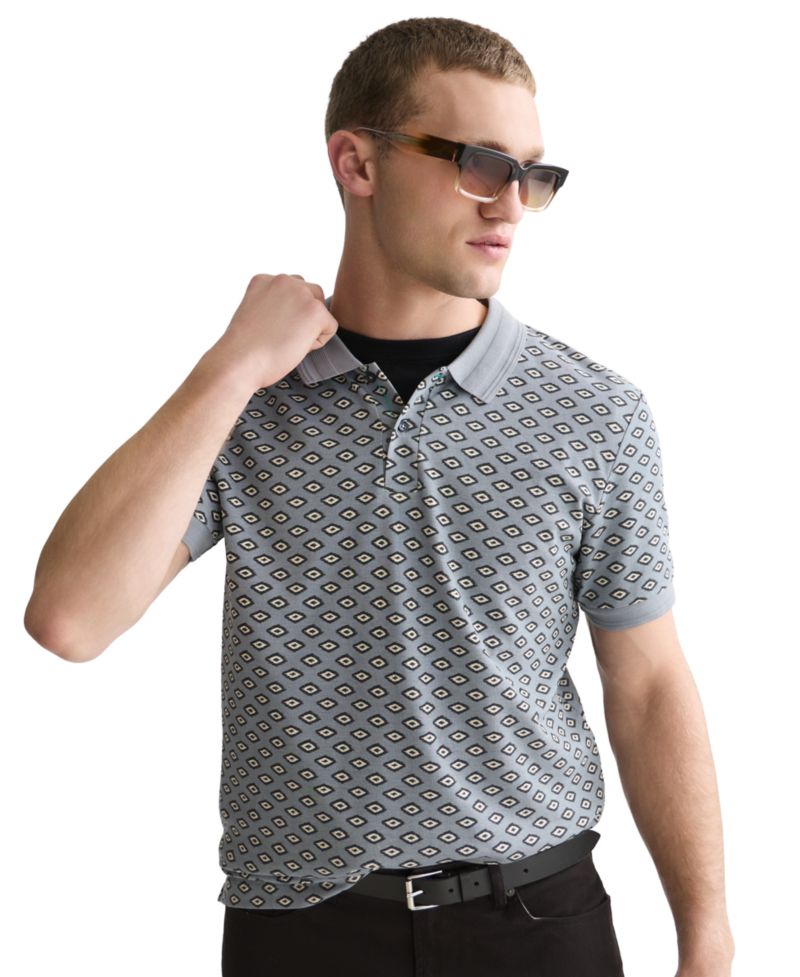 Men's Geo Print Short-Sleeve Polo Shirt
