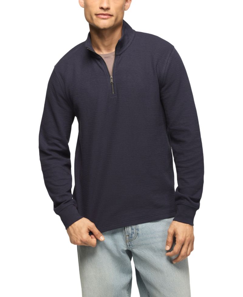 Men's Mockneck Quarter-Zip Textured Sweater