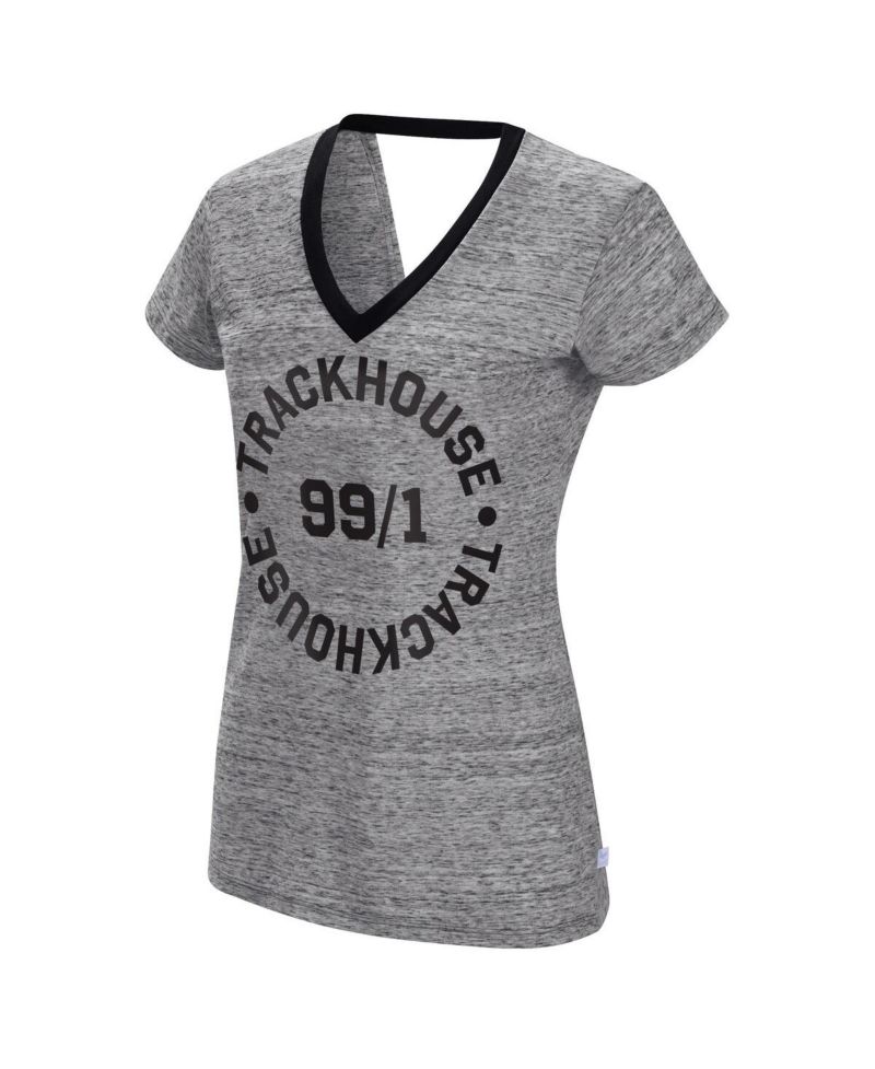 Women's Heather Black TRACKHOUSE RACING Halftime Back Wrap T-shirt