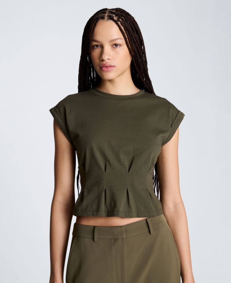 Women's Pleated Cotton T-Shirt