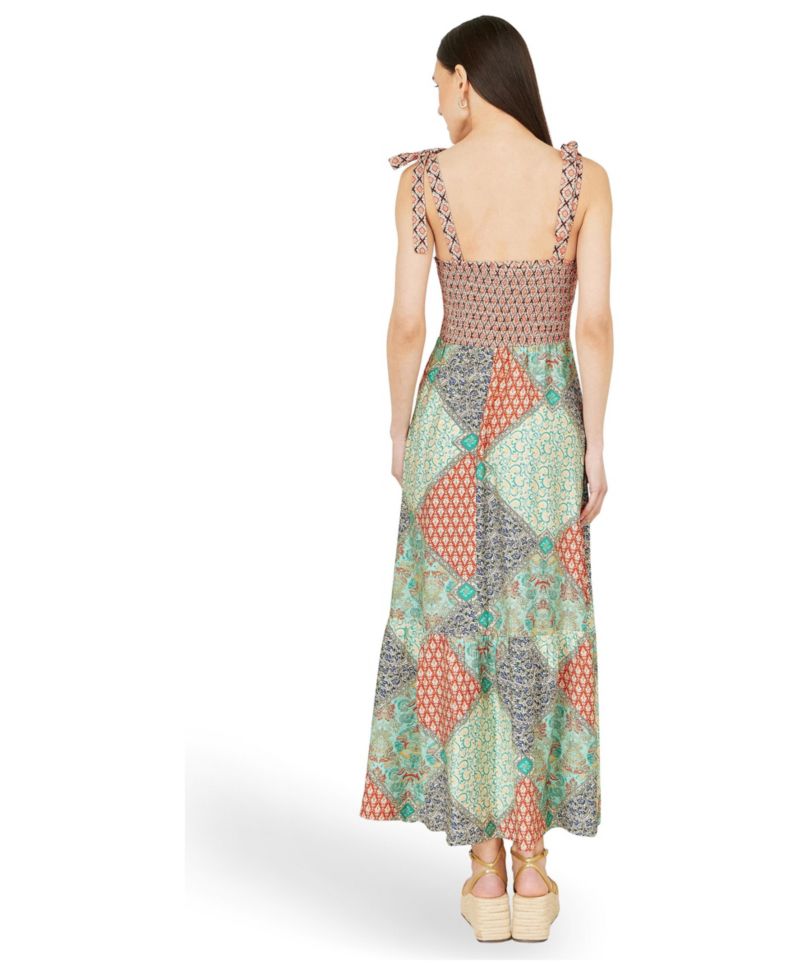 Women's Viscose Patchwork Ruched Maxi dress