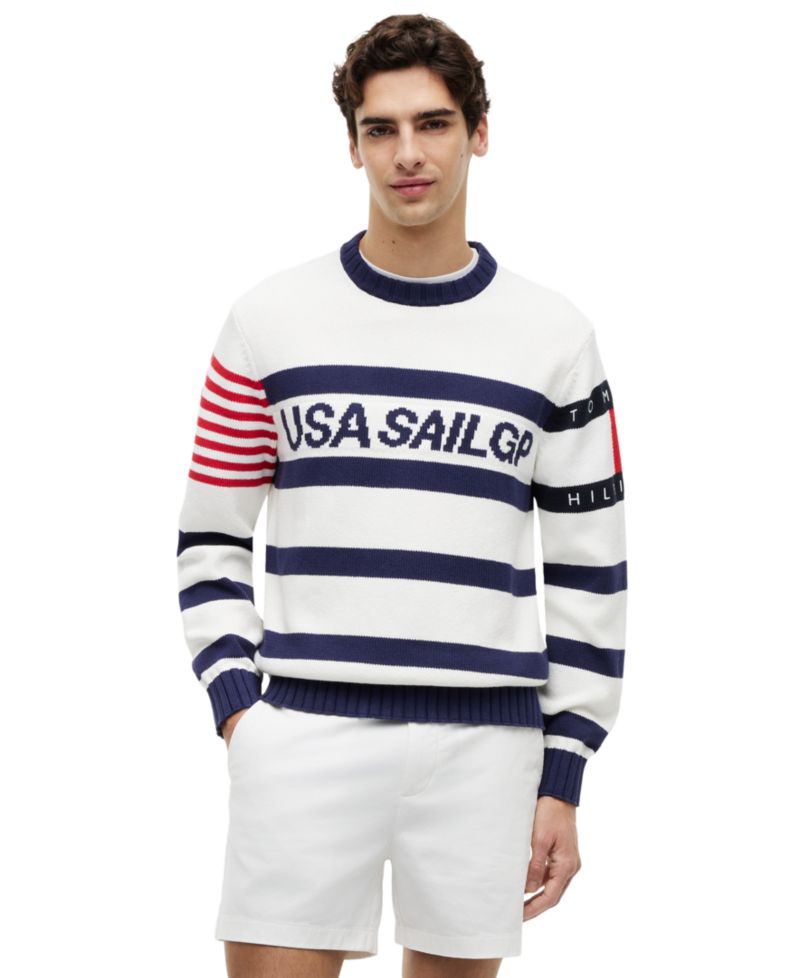 x U.S. SailGP Men's Stripe Crewneck Sweater
