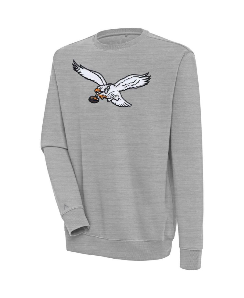 Men's Heather Gray Philadelphia Eagles Throwback Logo Victory Pullover Sweatshirt