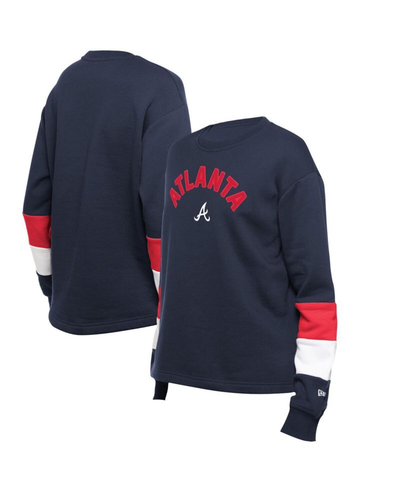 Women's Navy Atlanta Braves Game Day Color Pullover Sweatshirt