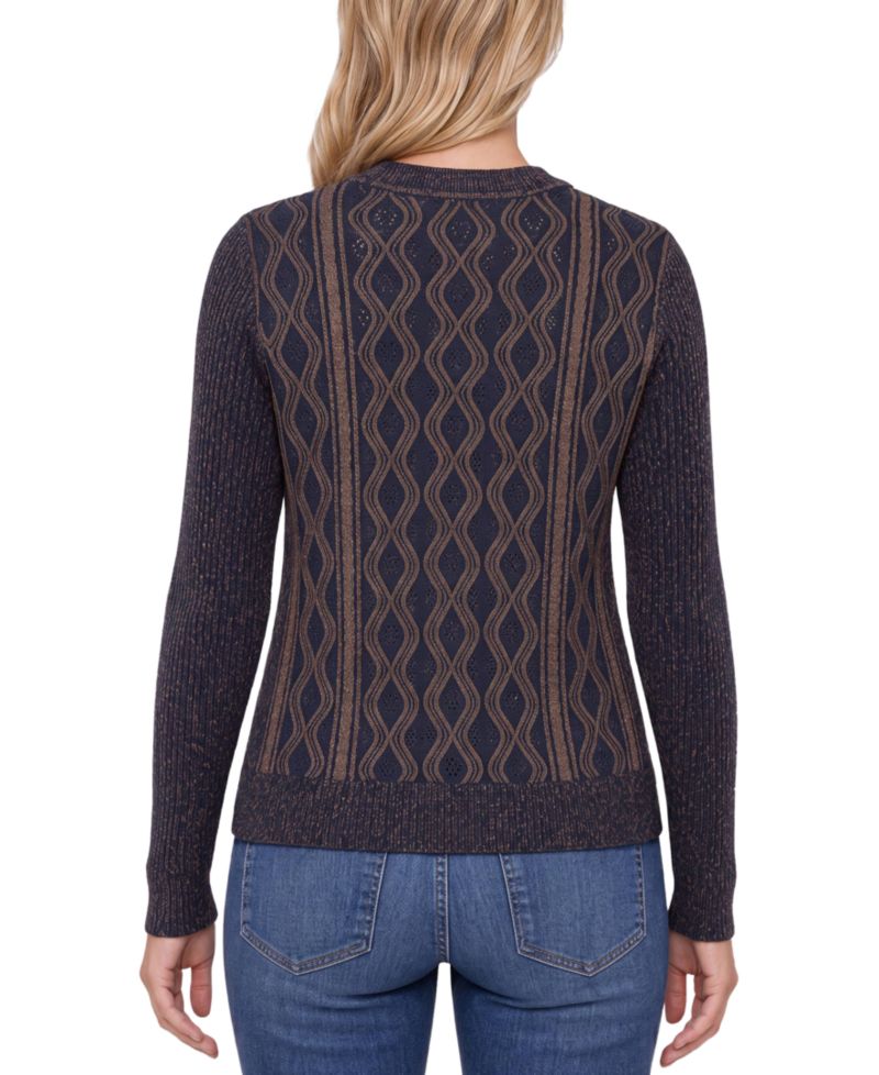 Women's Cable-Knit Diamond-Pattern Crewneck Sweater