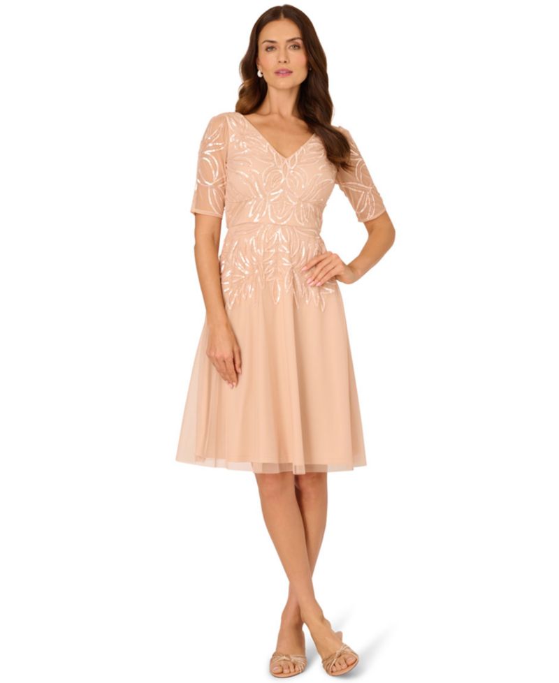 Women's Beaded V-Neck Dress