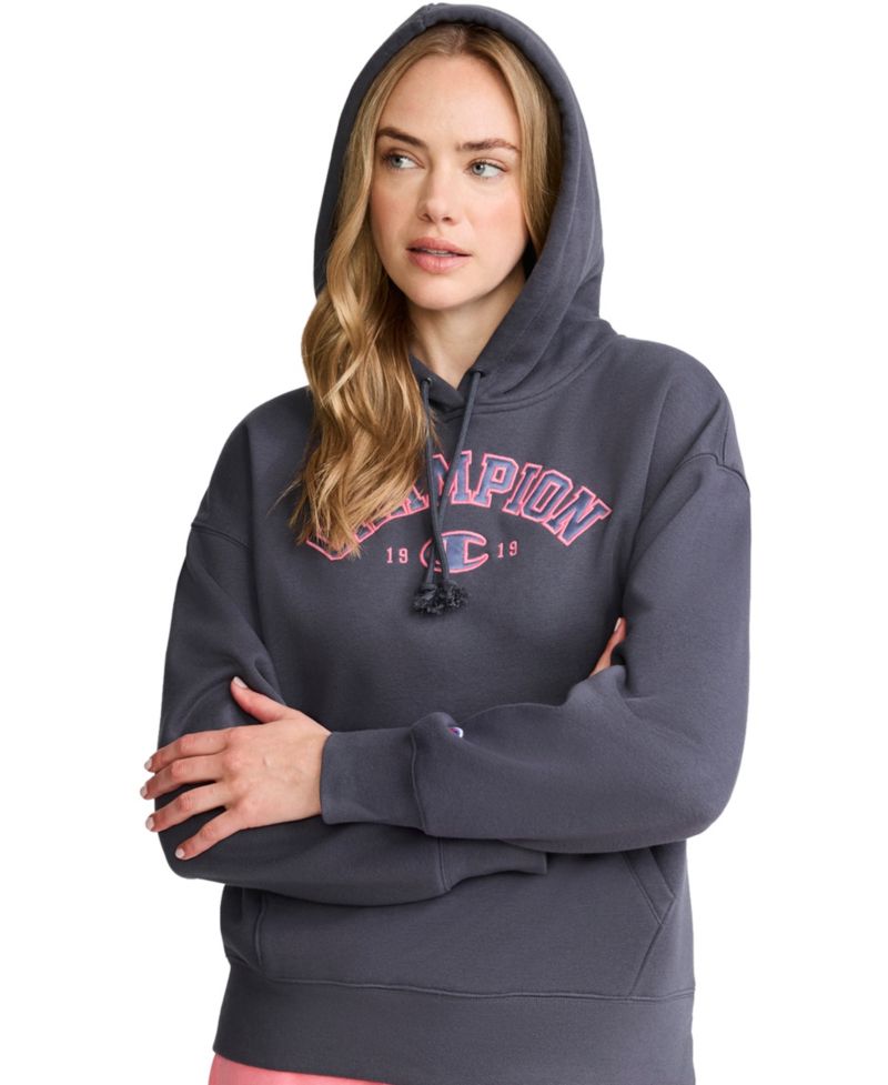 Women's Fleece Long-Sleeve Satin Applique Hoodie