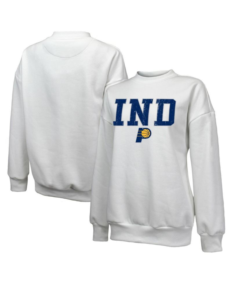 Women's White Indiana Pacers Classic Tri-Blend Pullover Sweatshirt