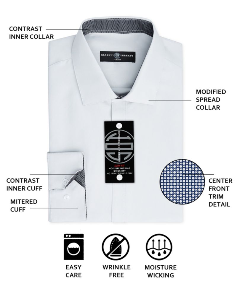 Men's Slim-Fit Non-Iron Performance Print Dress Shirt