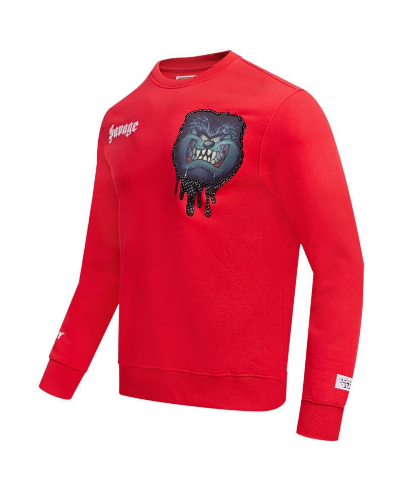 Men's and Women's Red Looney Tunes Taz Savage Horror Pullover Sweatshirt