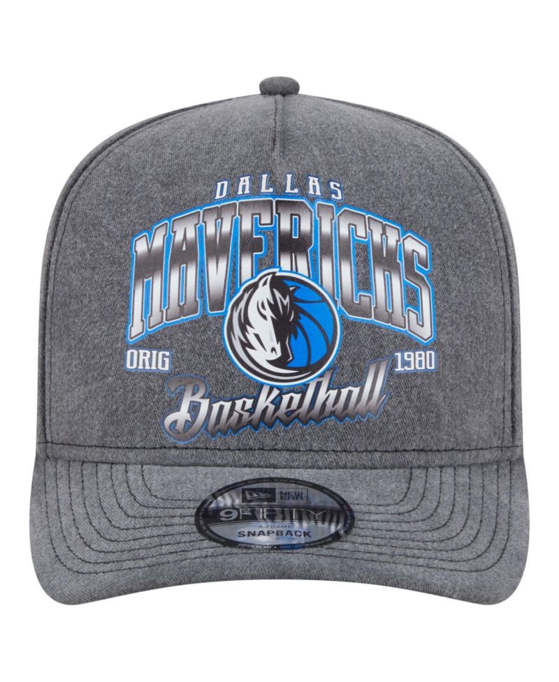Men's Charcoal Dallas Mavericks Throwback Washed Pre-Curved 9FIFTY Snapback Hat