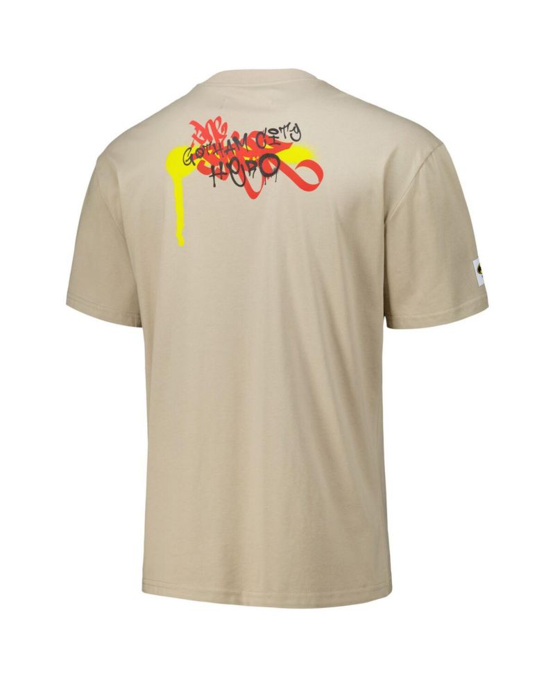 Men's Tan Batman Comics Spray Paint Loose Fit T-Shirt
