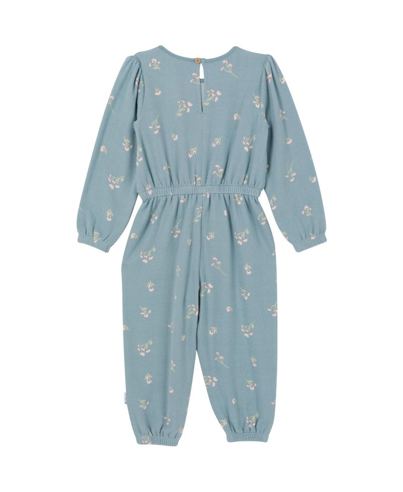 Baby Girls Soft Hacci Long Sleeve Floral Jumpsuit