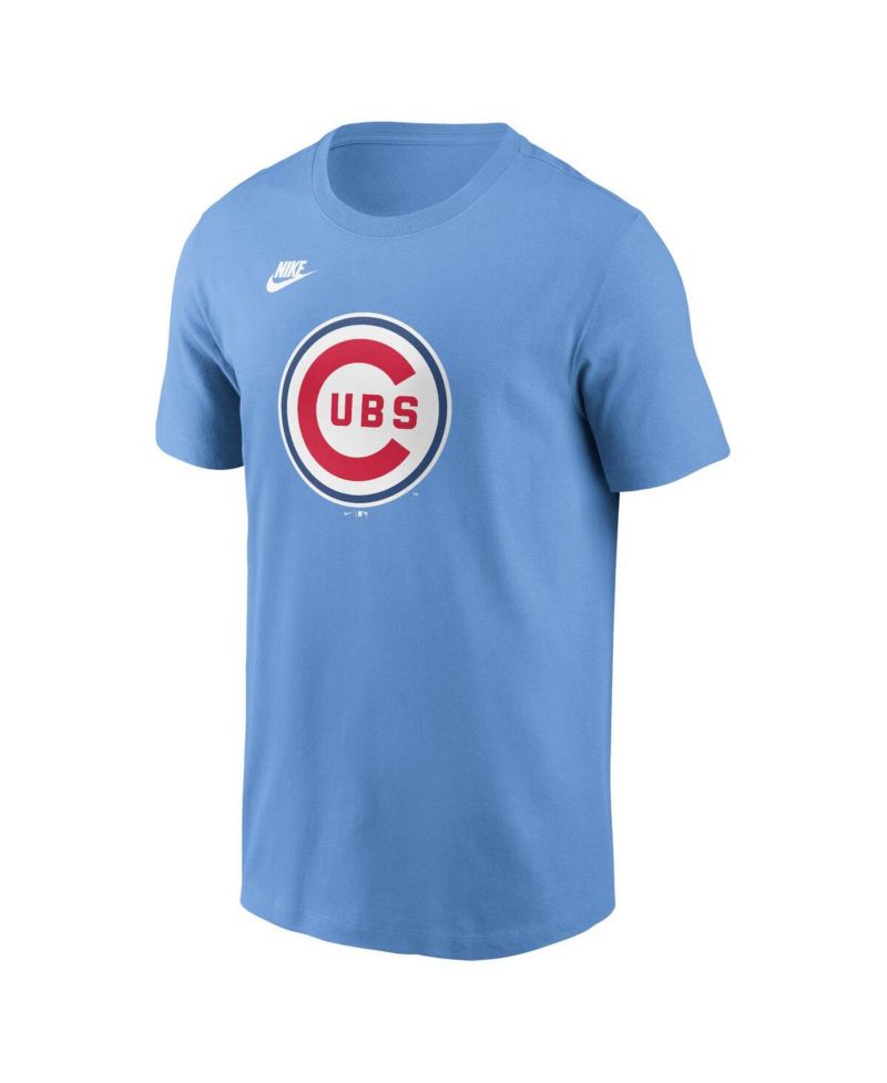 Men's Light Blue Chicago Cubs Cooperstown Collection Team Logo T-Shirt