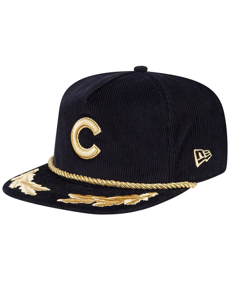 Men's Black Chicago Cubs Corduroy Filigree Golfer Adjustable Hat