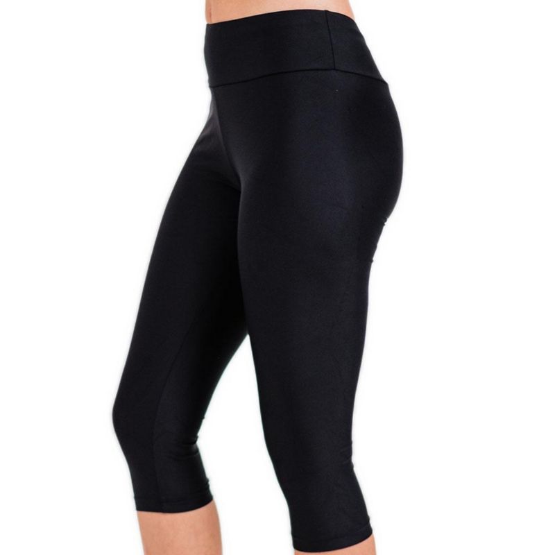 Women's High Waisted Chlorine Resistant Capri Swim Leggings