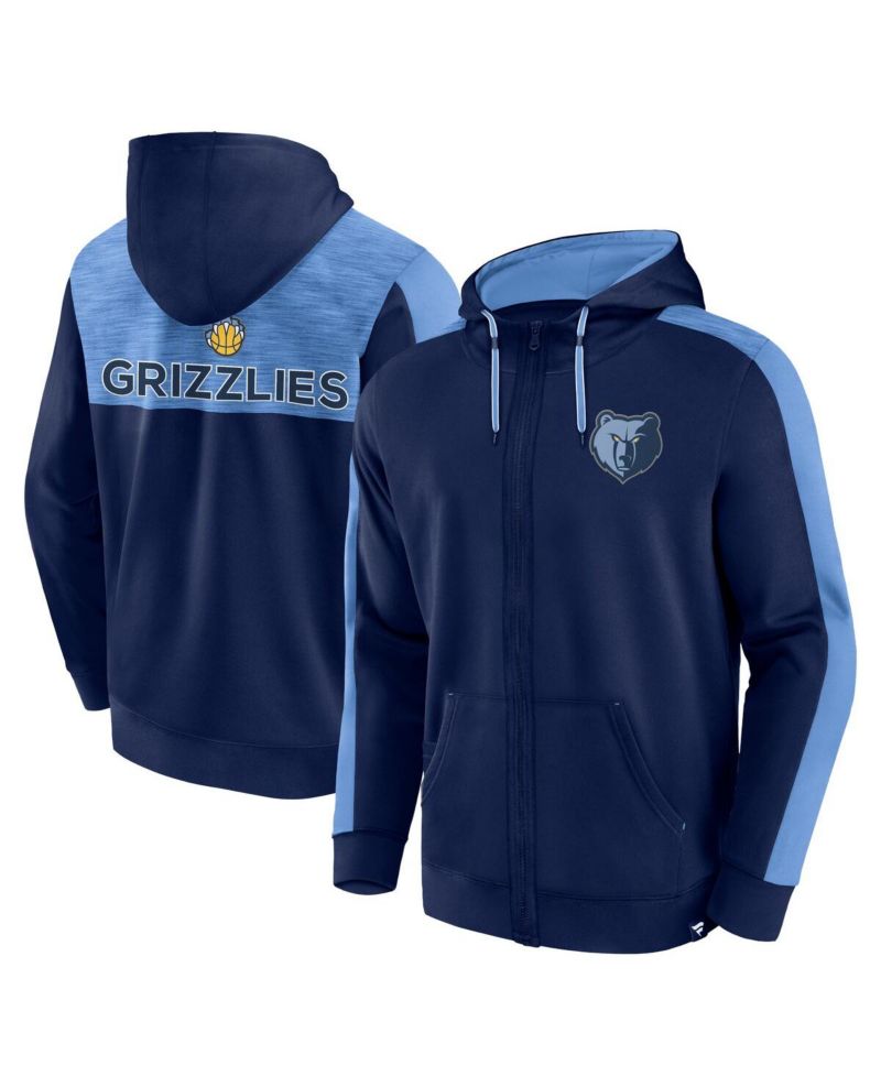 Men's Navy Memphis Grizzlies Rainbow Shot Full-Zip Hoodie