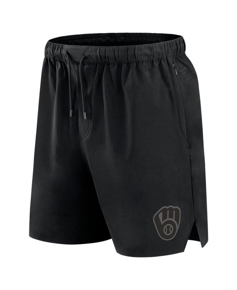 Men's Black Milwaukee Brewers Front Office Woven Shorts