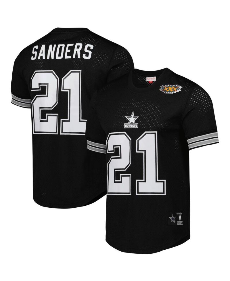 Men's Deion Sanders Black Dallas Cowboys Retired Player Name & Number Mesh Top