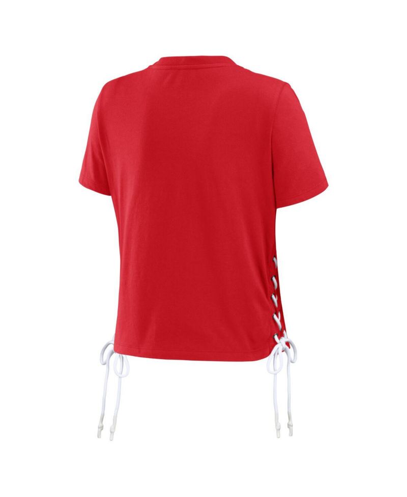 Women's Red St. Louis Cardinals Side Lace-Up Cropped T-Shirt