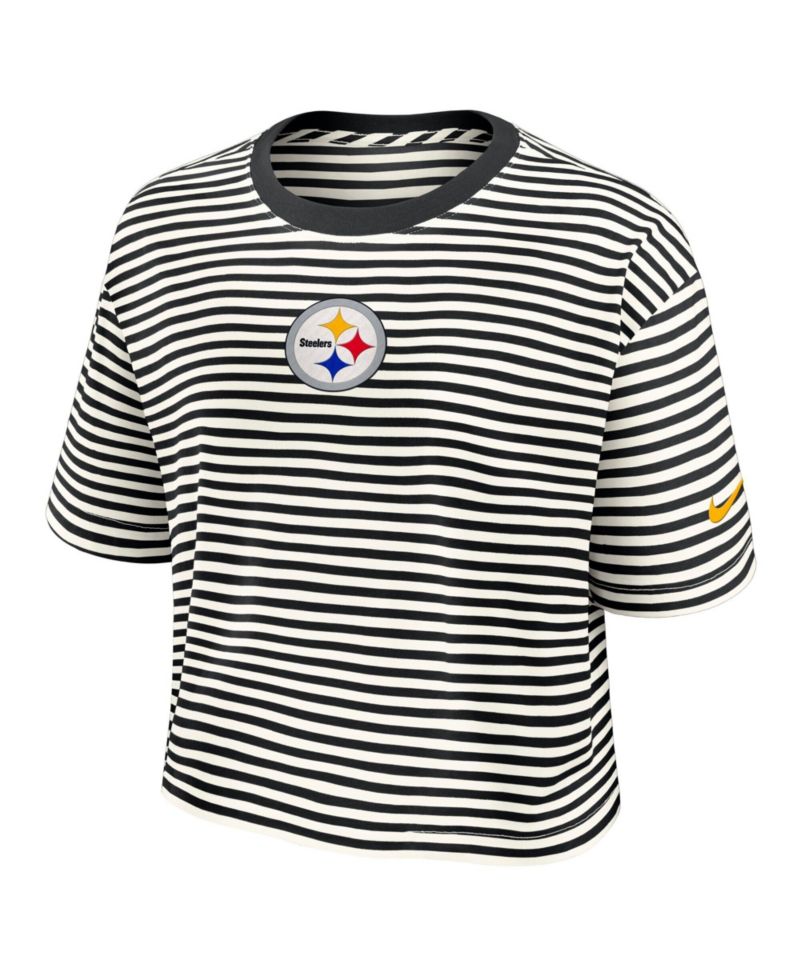 Women's Pittsburgh Steelers Striped Cropped T-Shirt
