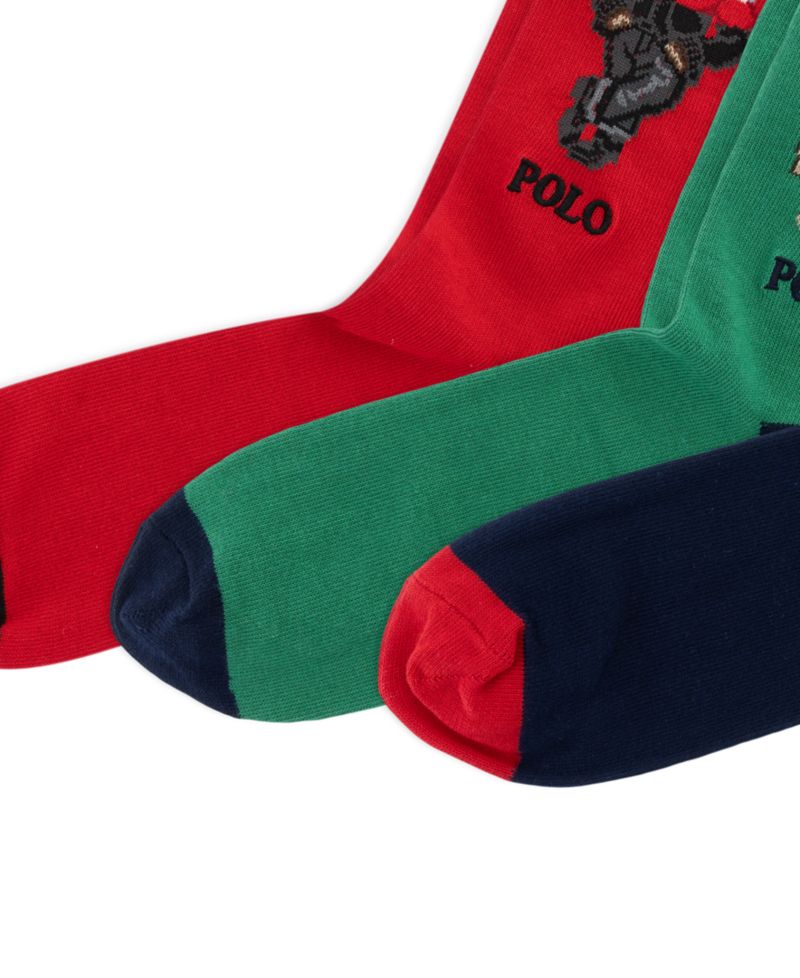 Men's Polo Bear Crew Cotton-Blend Socks, 3-Piece Gift Box