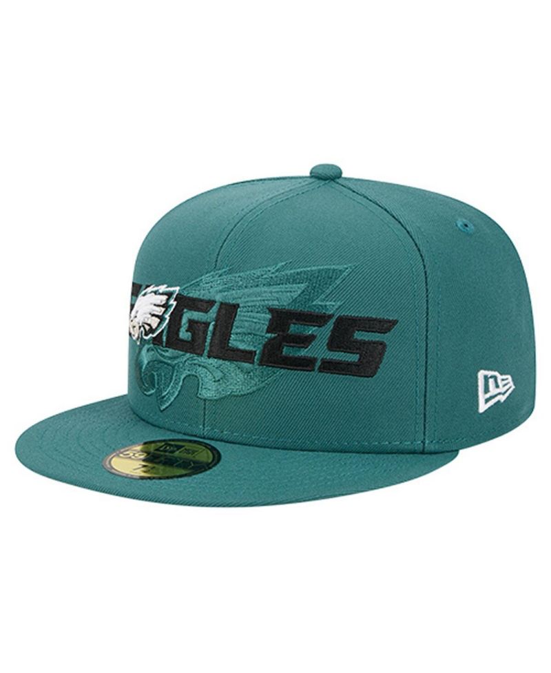 Men's Midnight Green Philadelphia Eagles Overlap Wordmark 59FIFTY Fitted Hat