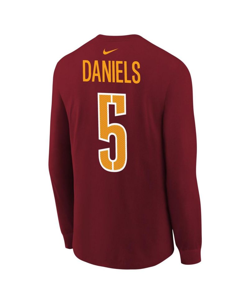 Big Boys and Girls Jayden Daniels Burgundy Washington Commanders Player Name & Number Long Sleeve T-Shirt