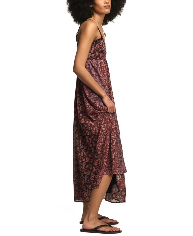 Women's Print V-Neck Mix Midi Dress