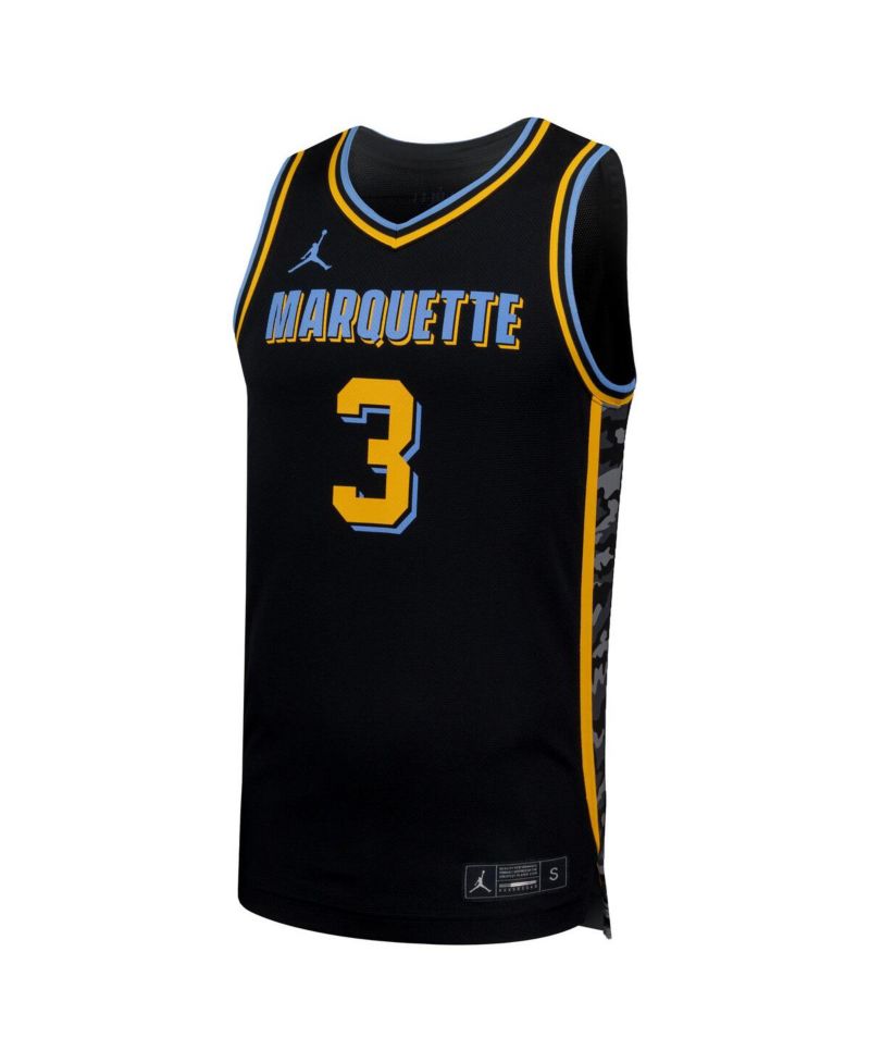 Men's 3 Black Marquette Golden Eagles Replica Basketball Jersey