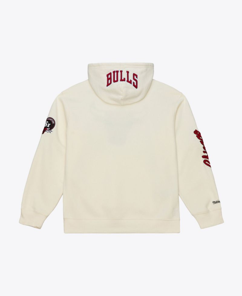 Men's Cream Chicago Bulls Hardwood Classics Chainstitch Premium Fleece Hoodie