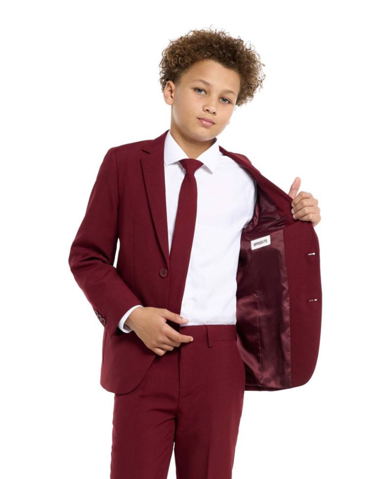 Big Boys Blazing Solid Color Suit, 3-Piece Set Including Blazer, Pants and Clip-On-Tie