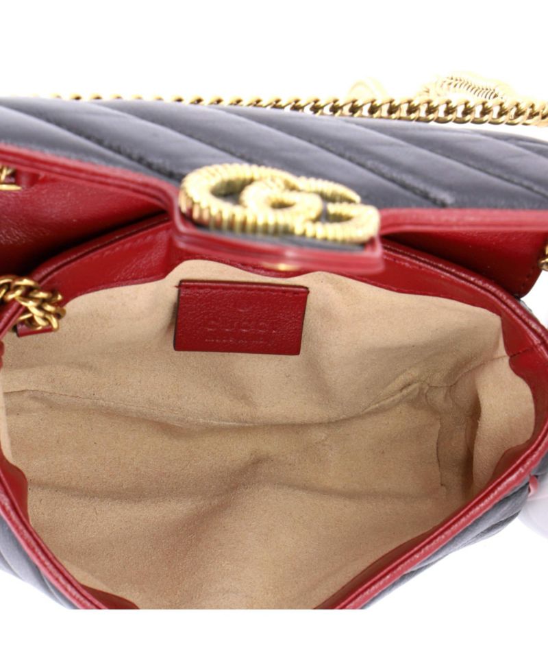 Super Mini GG Marmont Flap Bag Diagonal Quilted Leather