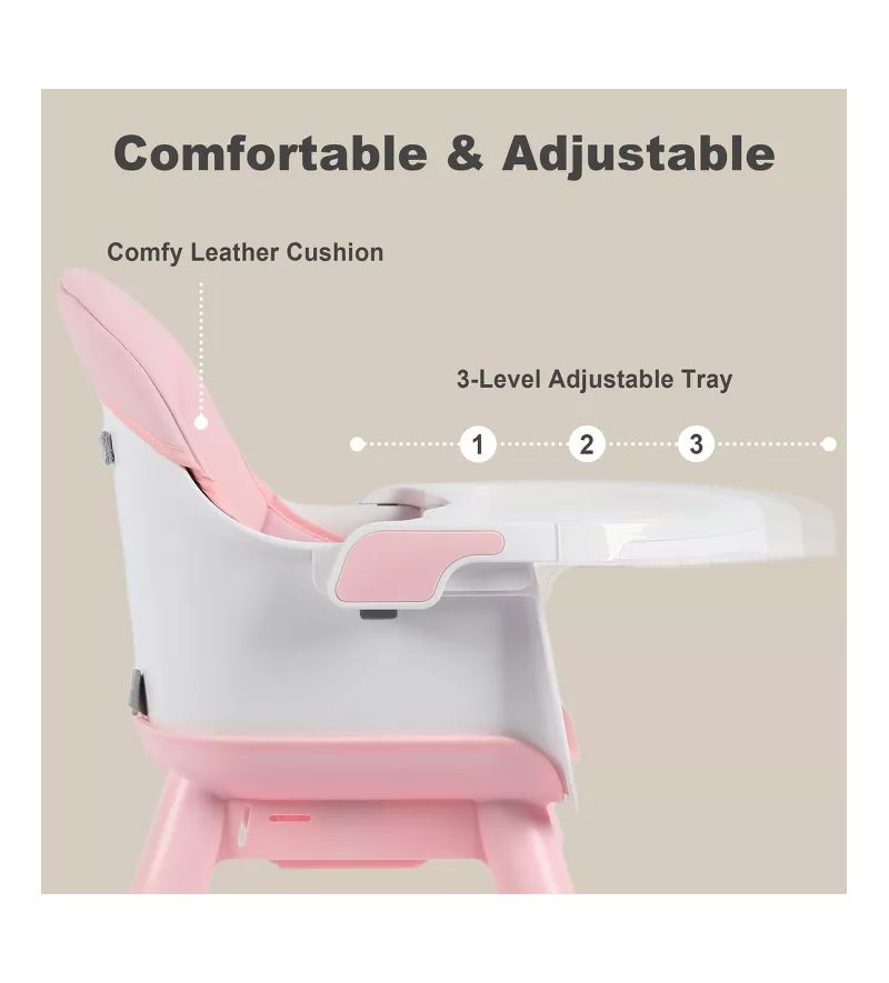 7-in-1 Convertible Baby High Chair with Removable Tray and 5-Point Harness