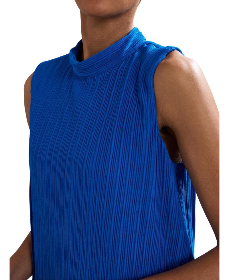 Women's Betsie Fine-Plisse Funnel-Neck Sleeveless Dress