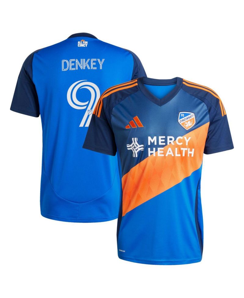 Men's Kevin Denkey Blue FC Cincinnati 2025 Orange and Blue Legacy Kit Replica Player Jersey