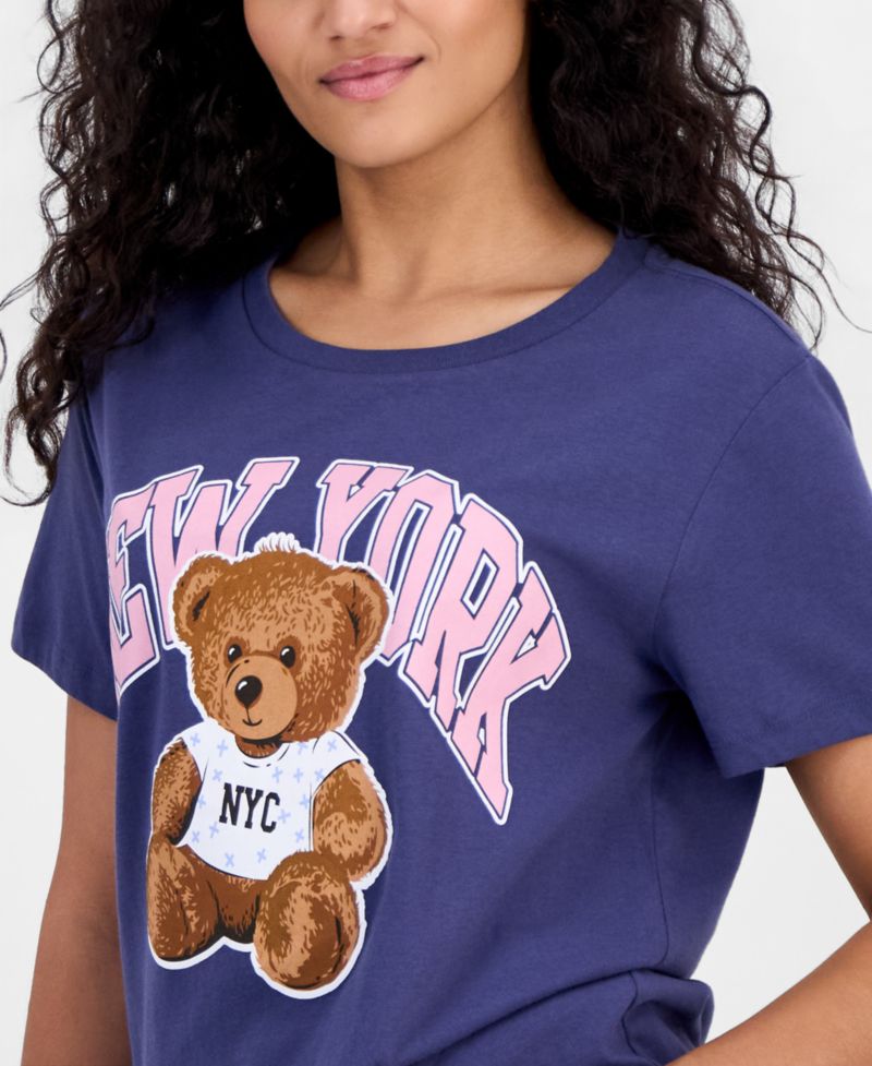 Juniors' New York Teddy Graphic T-Shirt