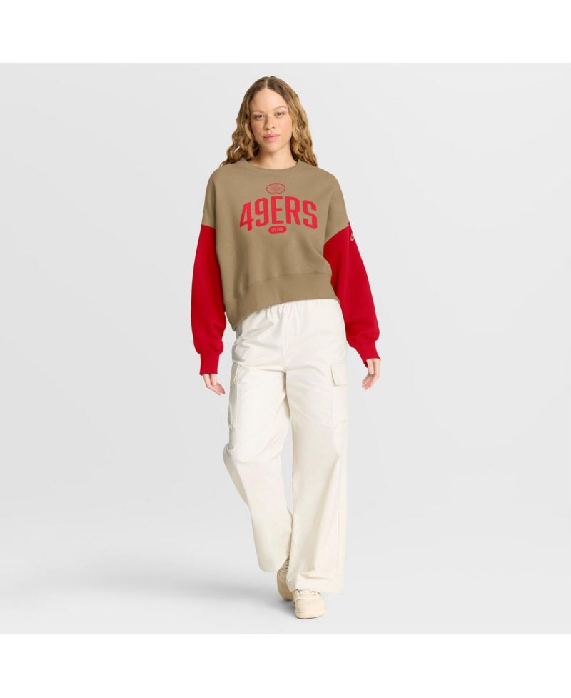 Women's Tan San Francisco 49ers Oversized Rewind Pullover Sweatshirt