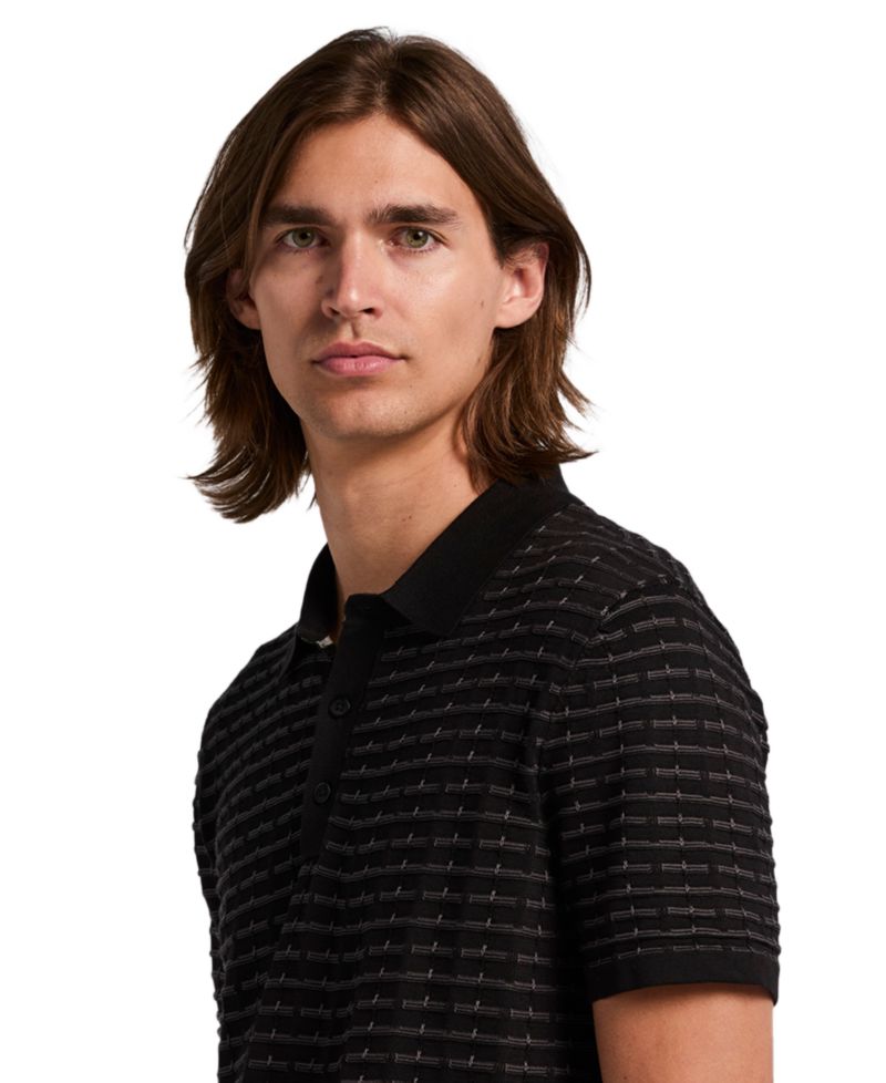 Men's Grid Jacquard Polo Sweater
