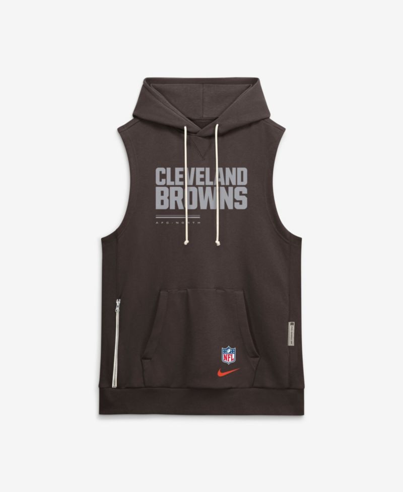 Men's Brown Cleveland Browns Sideline Standard Issue Dri-FIT Sleeveless Hoodie