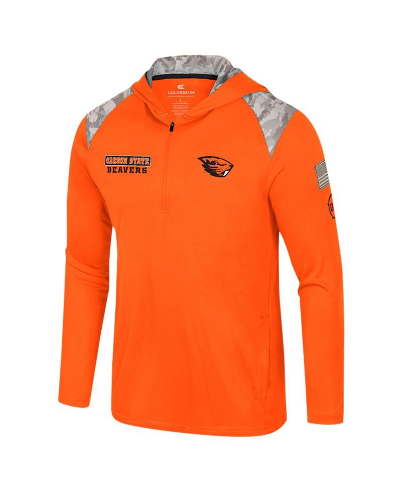 Men's Orange Oregon State Beavers OHT Military Appreciation Quarter-Zip Hoodie Jacket