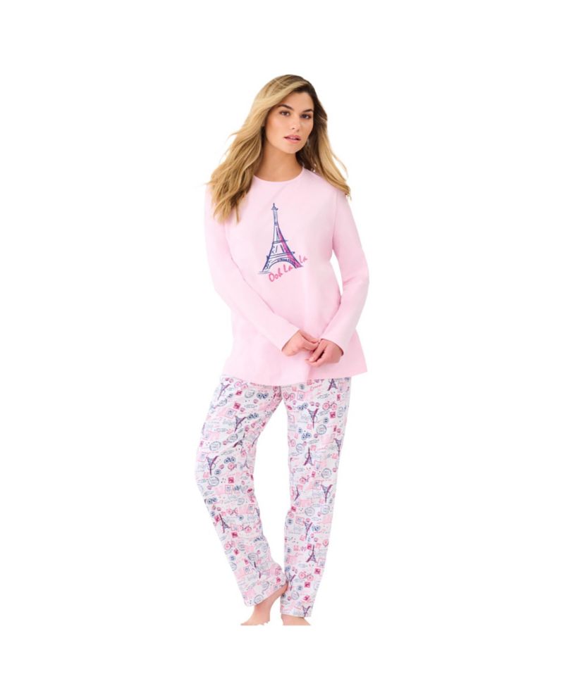 Women's Dreams and Co. Long Sleeve Knit PJ Set