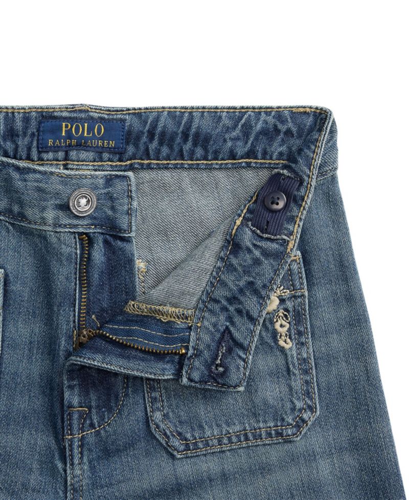 Girls' 7-16 Embroidered Flared Cotton Denim Jeans