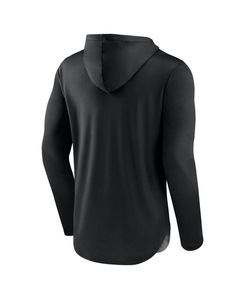 Men's Black/Heather Charcoal Seattle Kraken Iconic Defender Pullover Hoodie