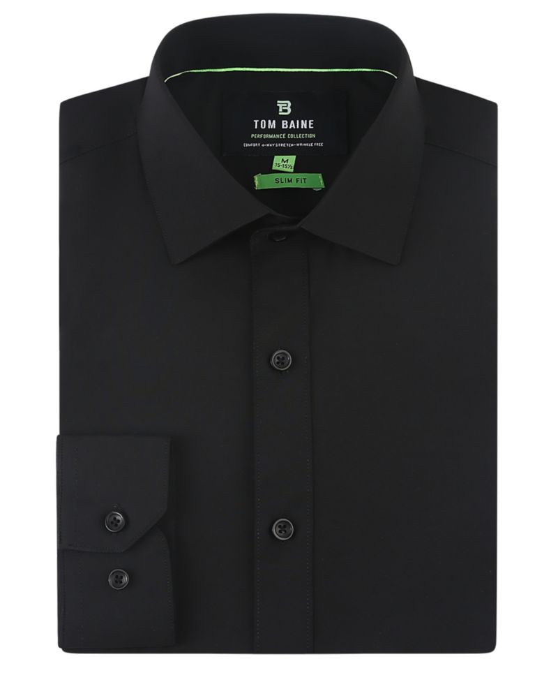 Men Slim Fit Four Way Stretch Solid Dress Shirt