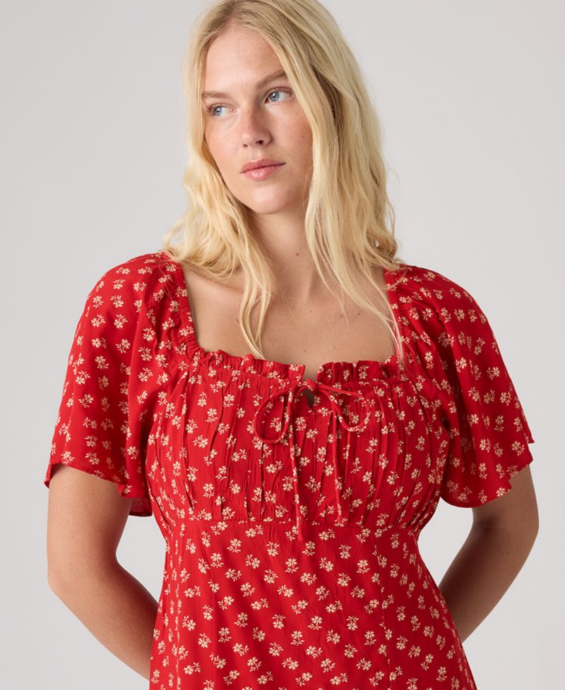 Premium Women's Amara Column Flutter-Sleeve Midi Dress