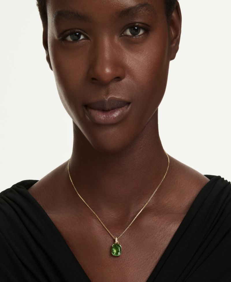 Gold-Tone Plated Green Crystal Necklace